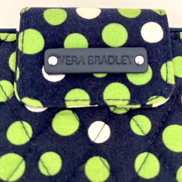 Vera Bradley Navy with Green and White Polka Dots Wallet/ Wristlet - Picture 5 of 6